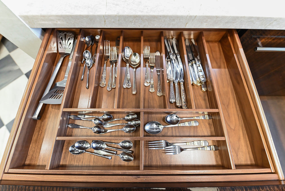 St. Charles Modern Kitchen with La Cornue Chateau Burgundy Cabinets and Glossy Eucalyptus with La Cornue Grand Palais 180 Rangetop and Custom Hood