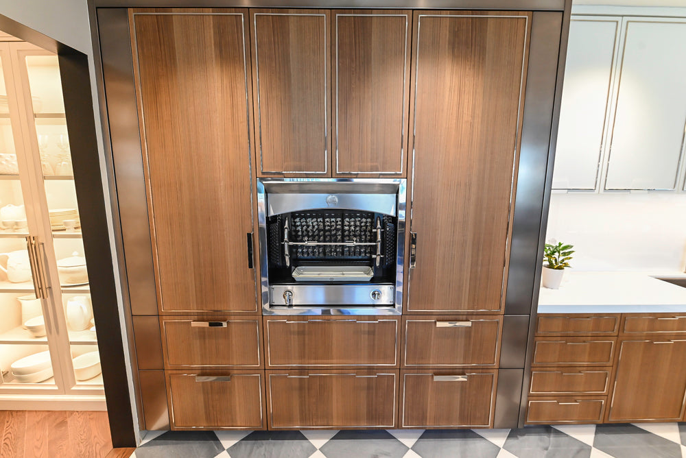 St. Charles Modern Eucalyptus and White Satin Sheen Kitchenette with La Cornue Flamberge Rotisserie
