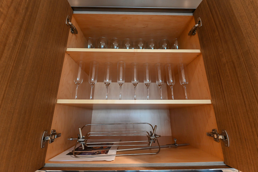 St. Charles Modern Eucalyptus and White Satin Sheen Kitchenette with La Cornue Flamberge Rotisserie