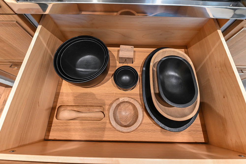 St. Charles Modern Eucalyptus and White Satin Sheen Kitchenette with La Cornue Flamberge Rotisserie