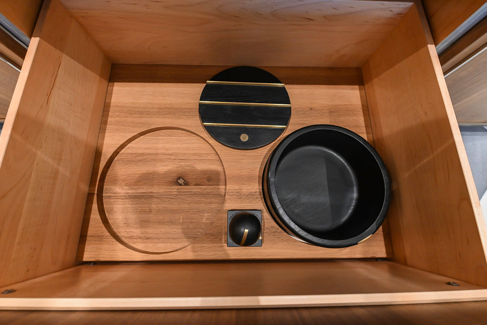 St. Charles Modern Eucalyptus and White Satin Sheen Kitchenette with La Cornue Flamberge Rotisserie