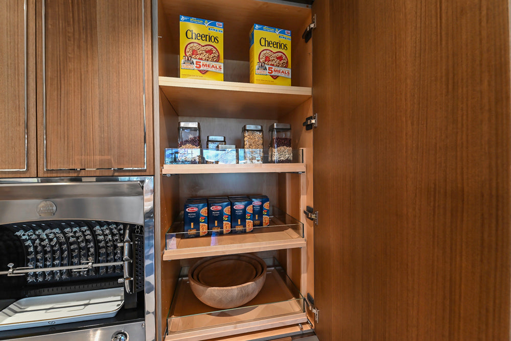 St. Charles Modern Eucalyptus and White Satin Sheen Kitchenette with La Cornue Flamberge Rotisserie