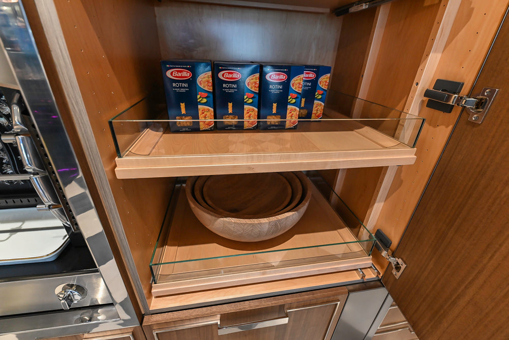 St. Charles Modern Eucalyptus and White Satin Sheen Kitchenette with La Cornue Flamberge Rotisserie