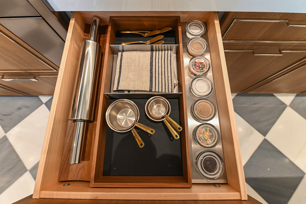 St. Charles Modern Eucalyptus and White Satin Sheen Kitchenette with La Cornue Flamberge Rotisserie