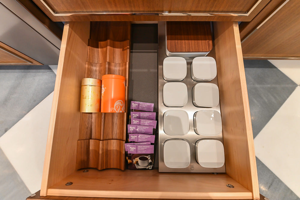 St. Charles Modern Eucalyptus and White Satin Sheen Kitchenette with La Cornue Flamberge Rotisserie