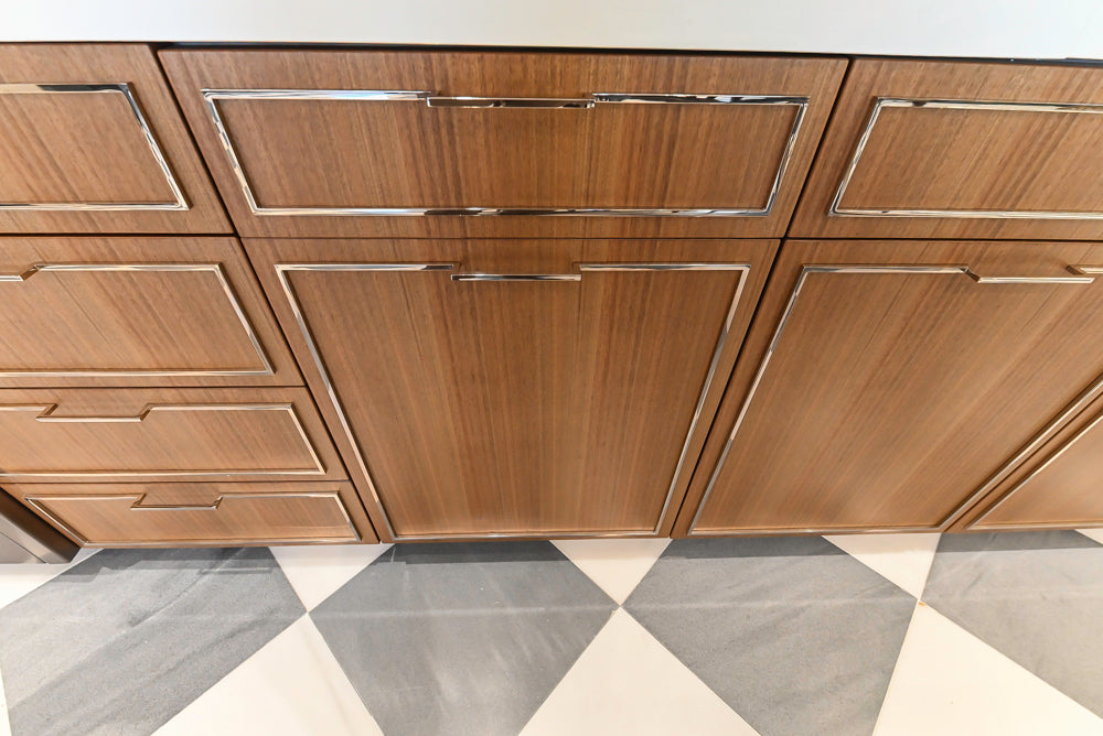 St. Charles Modern Eucalyptus and White Satin Sheen Kitchenette with La Cornue Flamberge Rotisserie