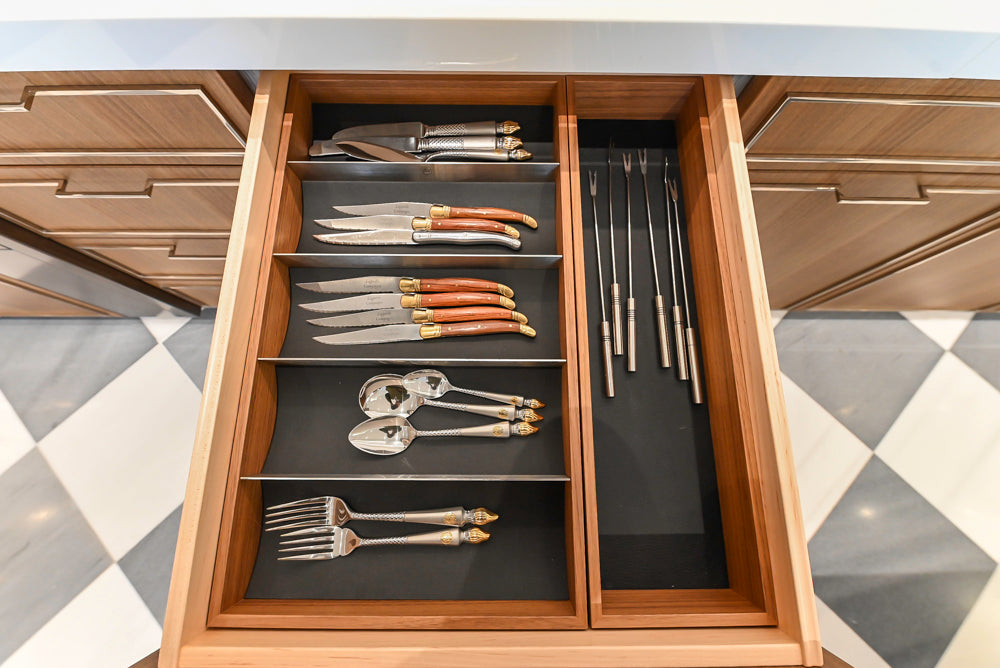 St. Charles Modern Eucalyptus and White Satin Sheen Kitchenette with La Cornue Flamberge Rotisserie