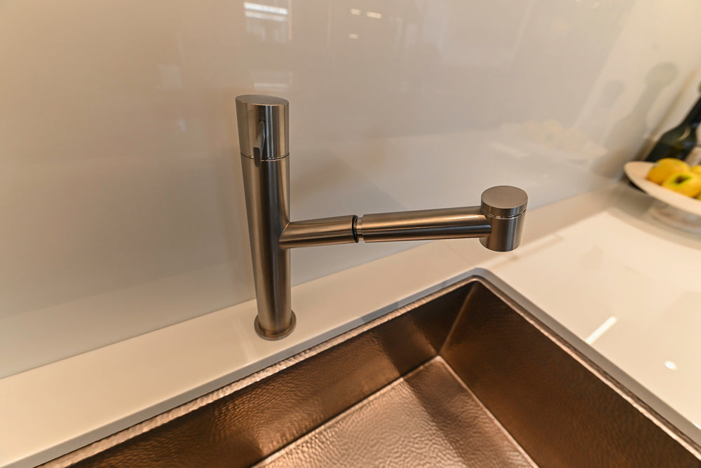 St. Charles Modern Eucalyptus and White Satin Sheen Kitchenette with La Cornue Flamberge Rotisserie