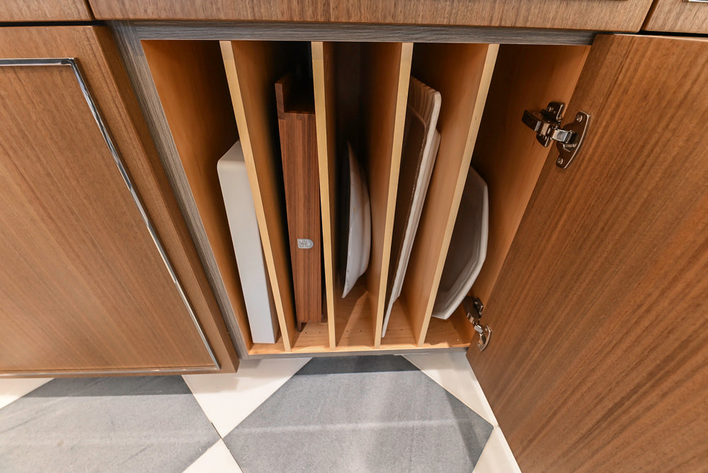 St. Charles Modern Eucalyptus and White Satin Sheen Kitchenette with La Cornue Flamberge Rotisserie