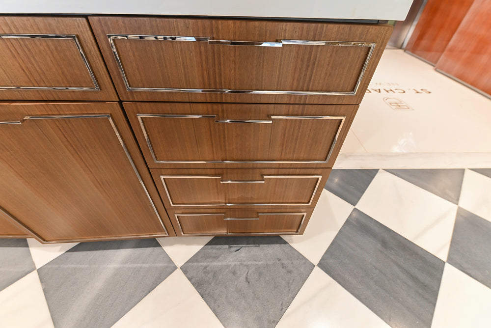 St. Charles Modern Eucalyptus and White Satin Sheen Kitchenette with La Cornue Flamberge Rotisserie