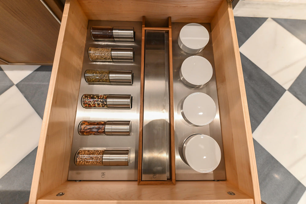 St. Charles Modern Eucalyptus and White Satin Sheen Kitchenette with La Cornue Flamberge Rotisserie