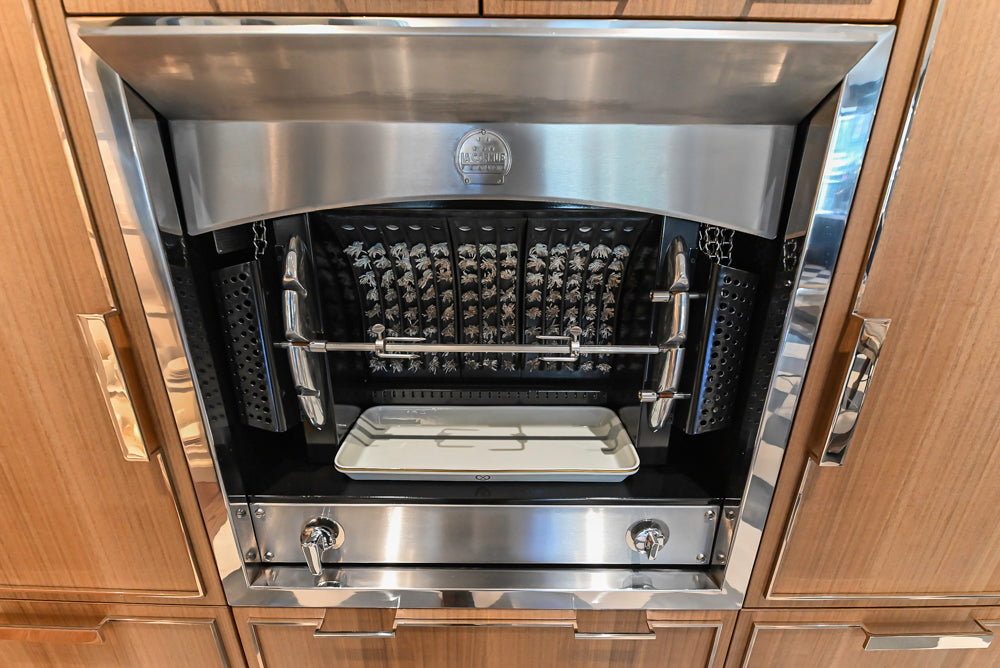 St. Charles Modern Eucalyptus and White Satin Sheen Kitchenette with La Cornue Flamberge Rotisserie