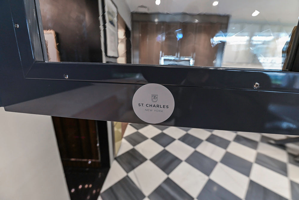 St. Charles Transitional Slate Gray Butler's Pantry Wall with Cristallo White Quartzite Countertops