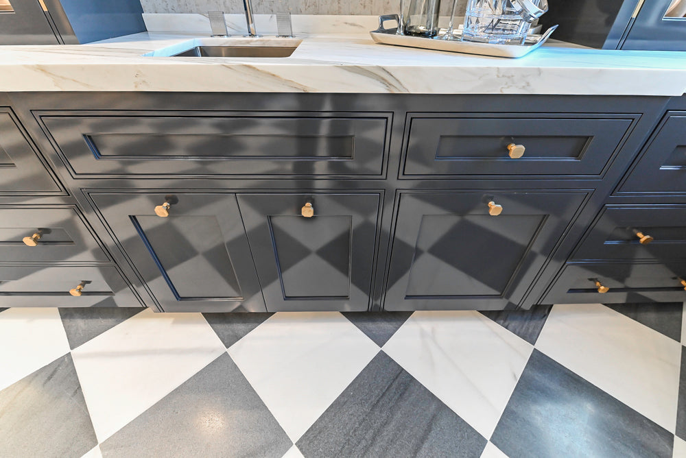 St. Charles Transitional Slate Gray Butler's Pantry with White Quartz Countertops