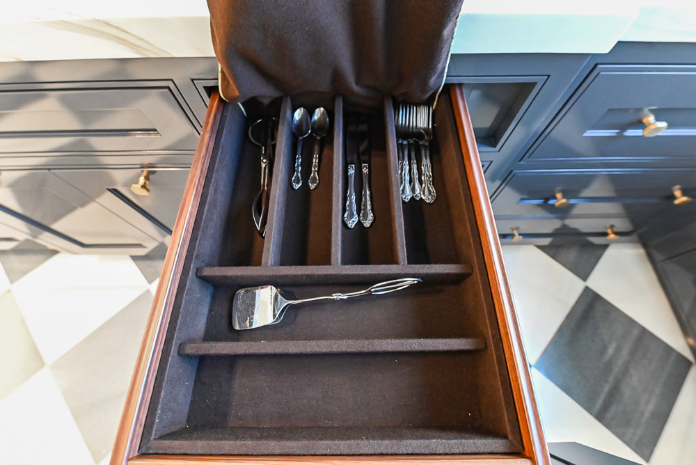 St. Charles Transitional Slate Gray Butler's Pantry with White Quartz Countertops