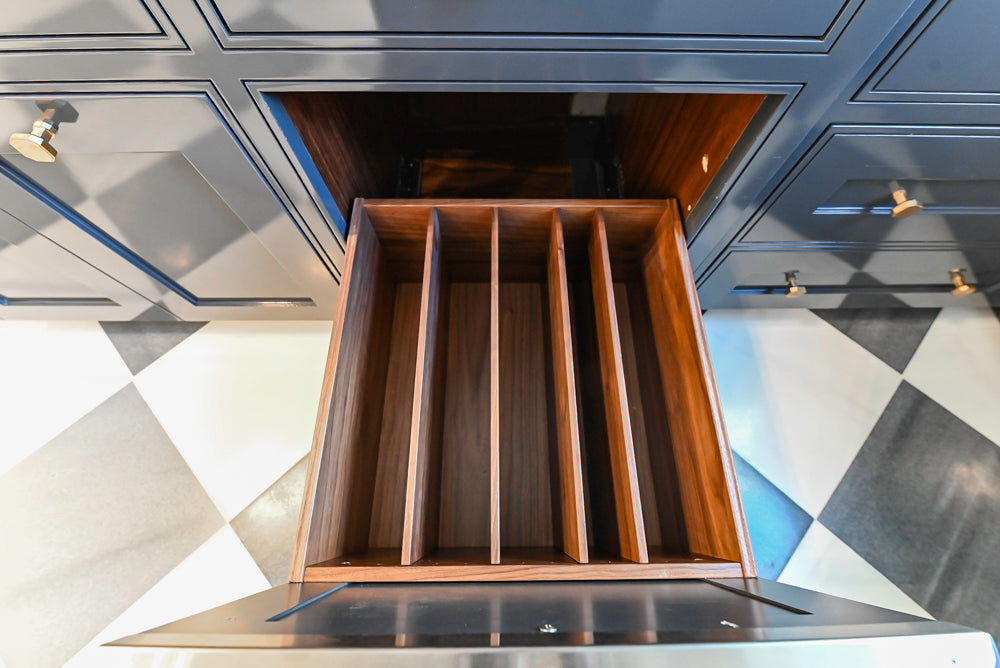 St. Charles Transitional Slate Gray Butler's Pantry with White Quartz Countertops