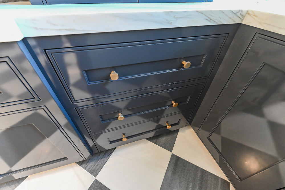 St. Charles Transitional Slate Gray Butler's Pantry with White Quartz Countertops