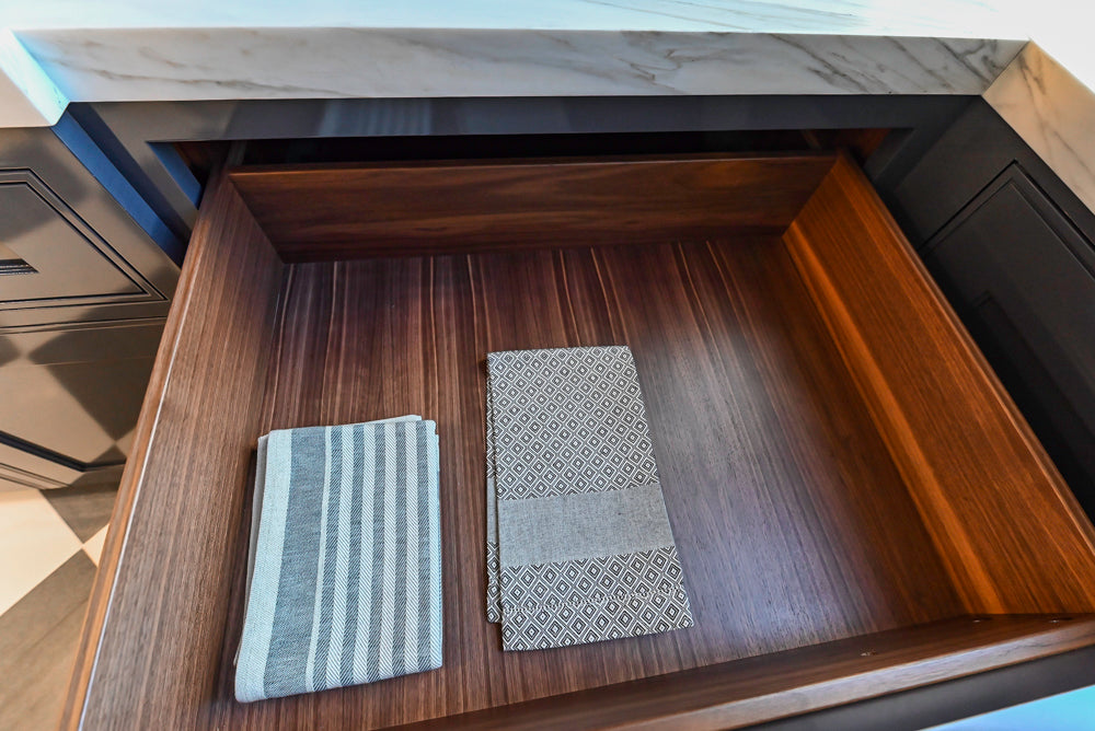 St. Charles Transitional Slate Gray Butler's Pantry with White Quartz Countertops