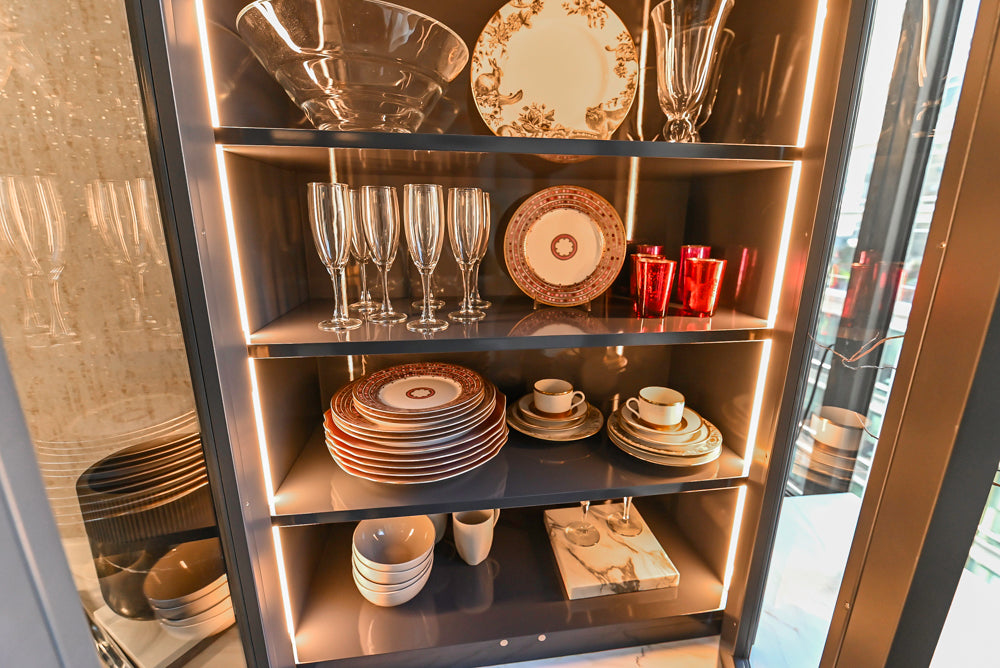 St. Charles Transitional Slate Gray Butler's Pantry with White Quartz Countertops