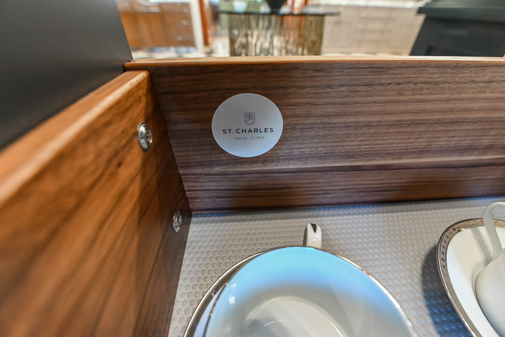 St. Charles Transitional Slate Gray Butler's Pantry with White Quartz Countertops