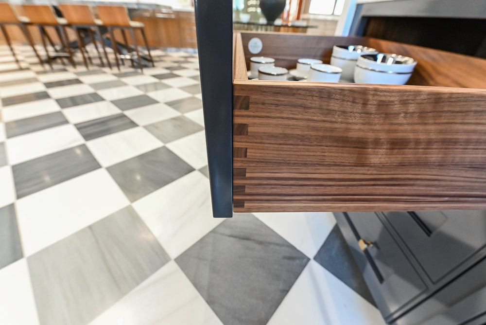 St. Charles Transitional Slate Gray Butler's Pantry with White Quartz Countertops