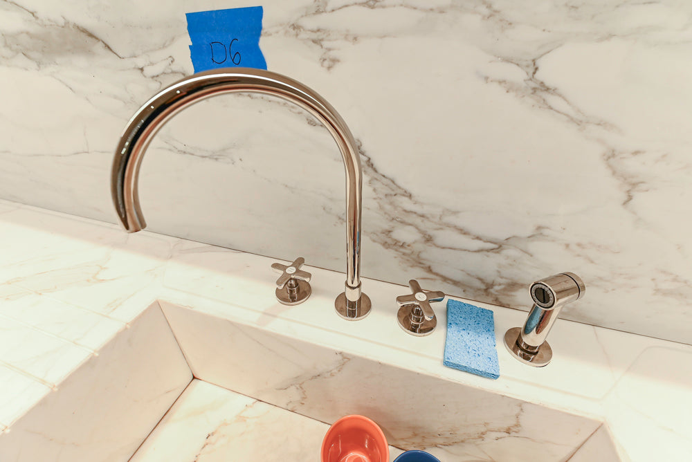 St. Charles Transitional Two-Tone White Butler's Pantry with Calcatta Marble Countertops