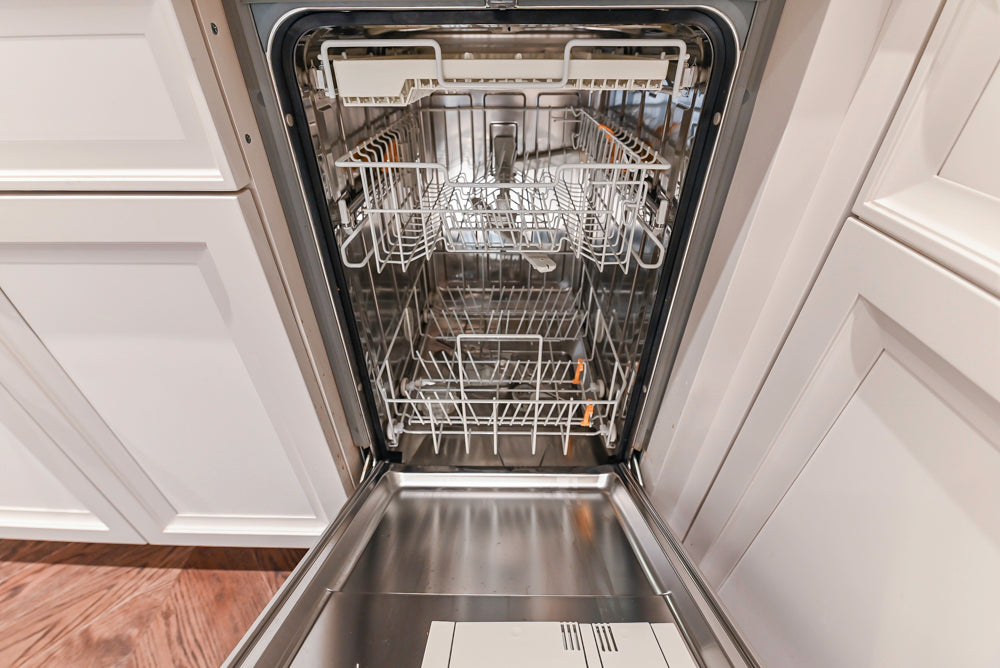 St. Charles Transitional Two-Tone White Butler's Pantry with Calcatta Marble Countertops