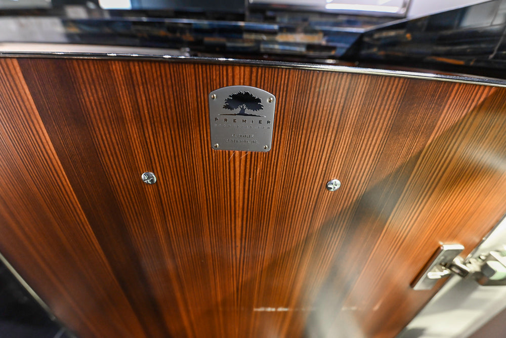 St. Charles Modern Metallic Glossy Veneer & Polished Nickel Wet Bar with Stone Countertops & True Residential Appliances