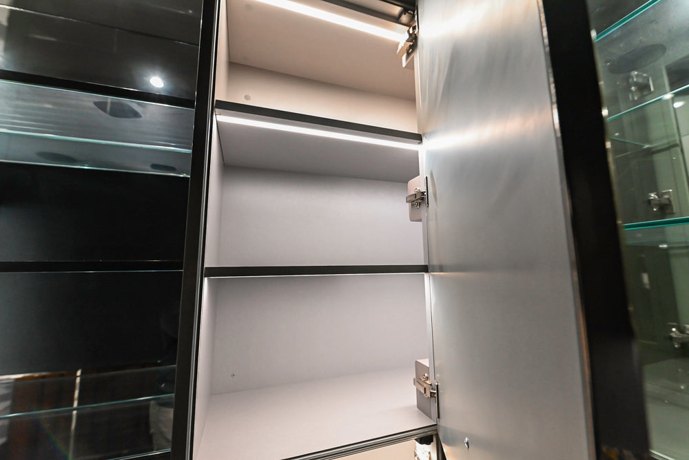 St. Charles Modern Metallic Glossy Veneer & Polished Nickel Wet Bar with Stone Countertops & True Residential Appliances