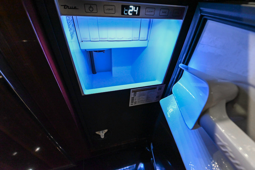 St. Charles Modern Metallic Glossy Veneer & Polished Nickel Wet Bar with Stone Countertops & True Residential Appliances