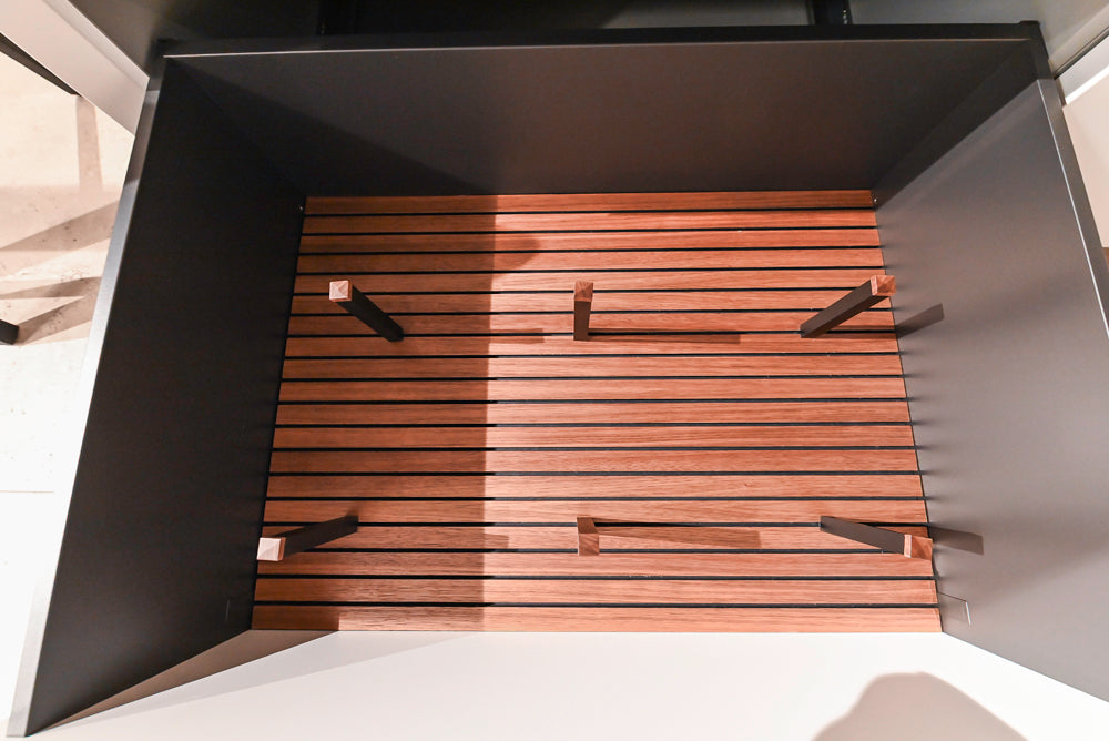 Poliform Artex Glacier White & Moka Modern Kitchen with Marble Countertops and Sub-Zero & Wolf Appliances