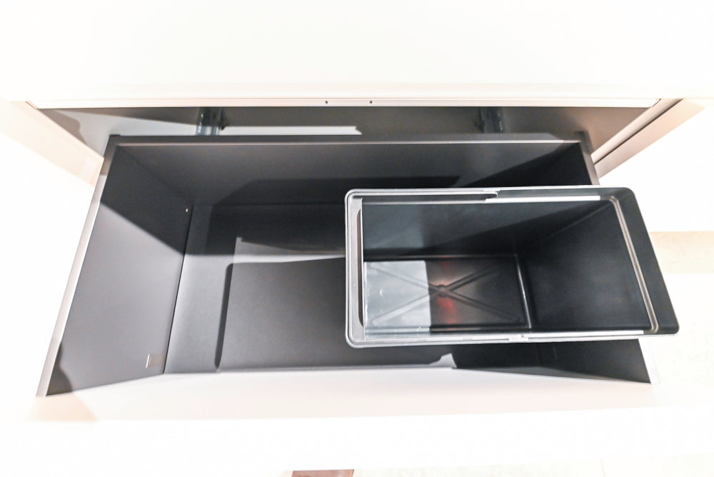 Poliform Artex Glacier White & Moka Modern Kitchen with Marble Countertops and Sub-Zero & Wolf Appliances