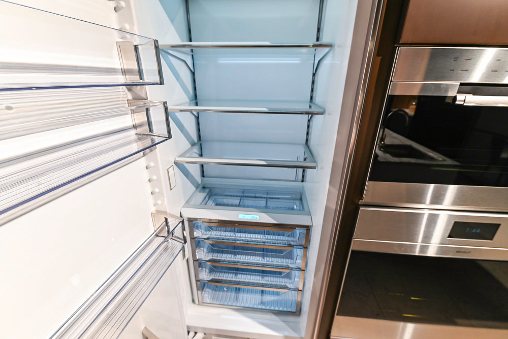 Poliform Artex Glacier White & Moka Modern Kitchen with Marble Countertops and Sub-Zero & Wolf Appliances