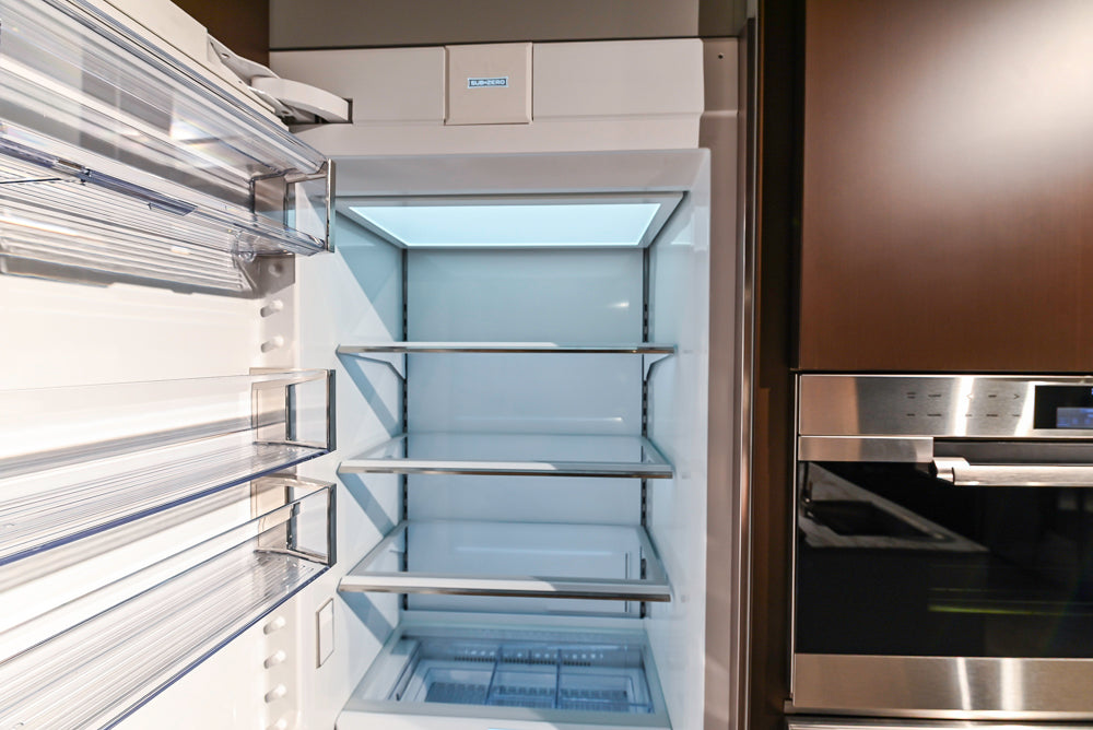 Poliform Artex Glacier White & Moka Modern Kitchen with Marble Countertops and Sub-Zero & Wolf Appliances