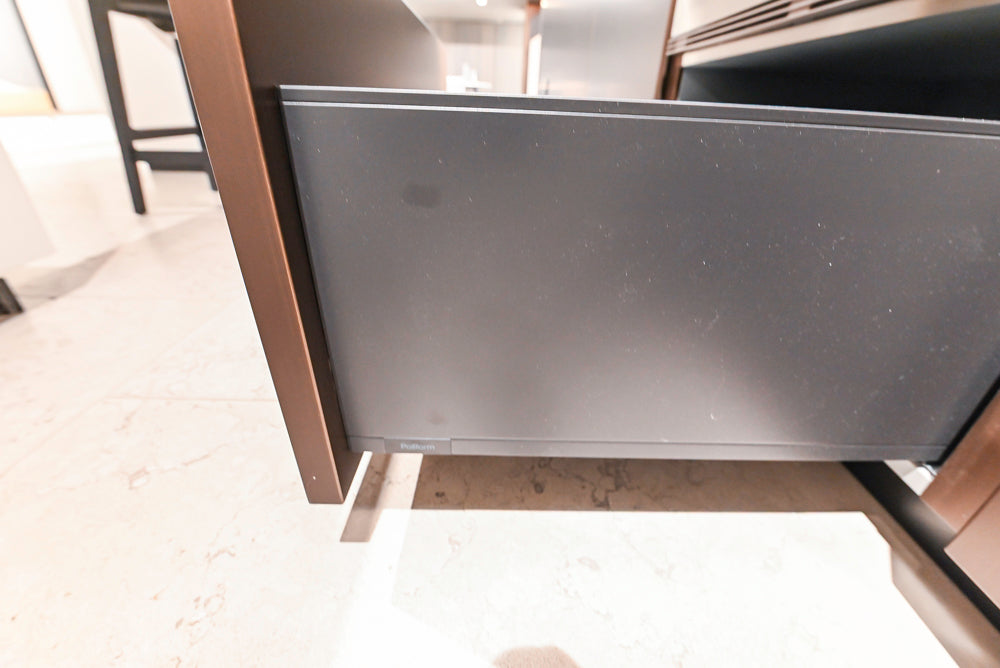 Poliform Artex Glacier White & Moka Modern Kitchen with Marble Countertops and Sub-Zero & Wolf Appliances