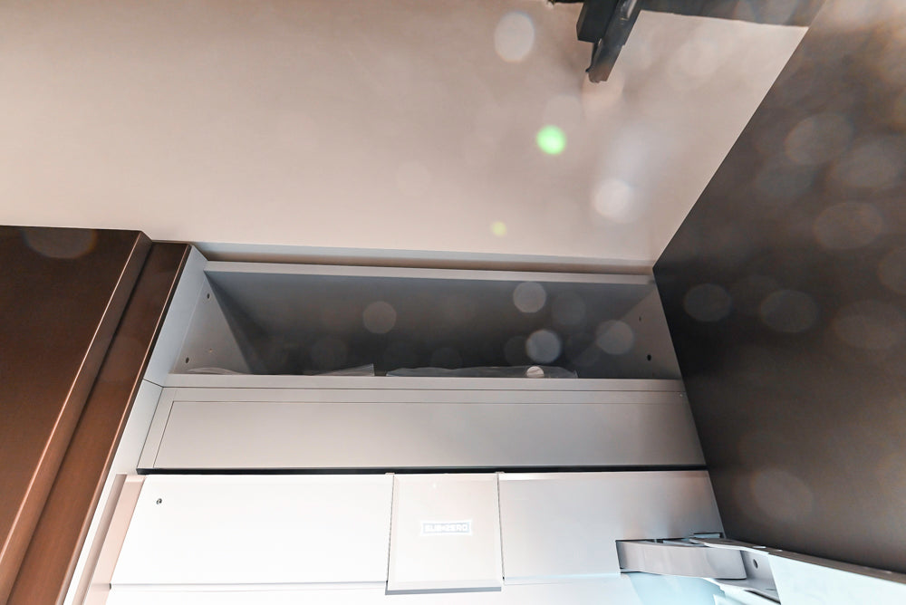 Poliform Artex Glacier White & Moka Modern Kitchen with Marble Countertops and Sub-Zero & Wolf Appliances