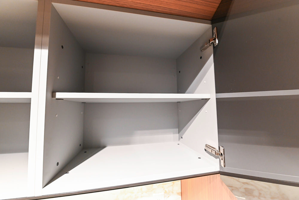 Poliform Artex Glacier White & Moka Modern Kitchen with Marble Countertops and Sub-Zero & Wolf Appliances