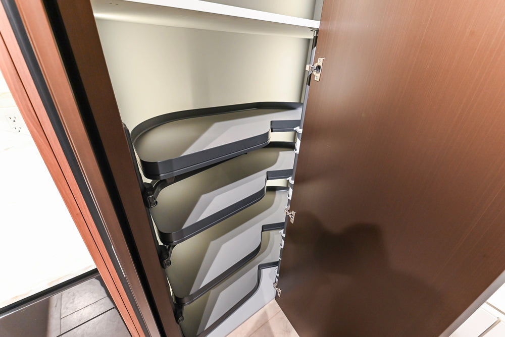 Poliform Artex Glacier White & Moka Modern Kitchen with Marble Countertops and Sub-Zero & Wolf Appliances