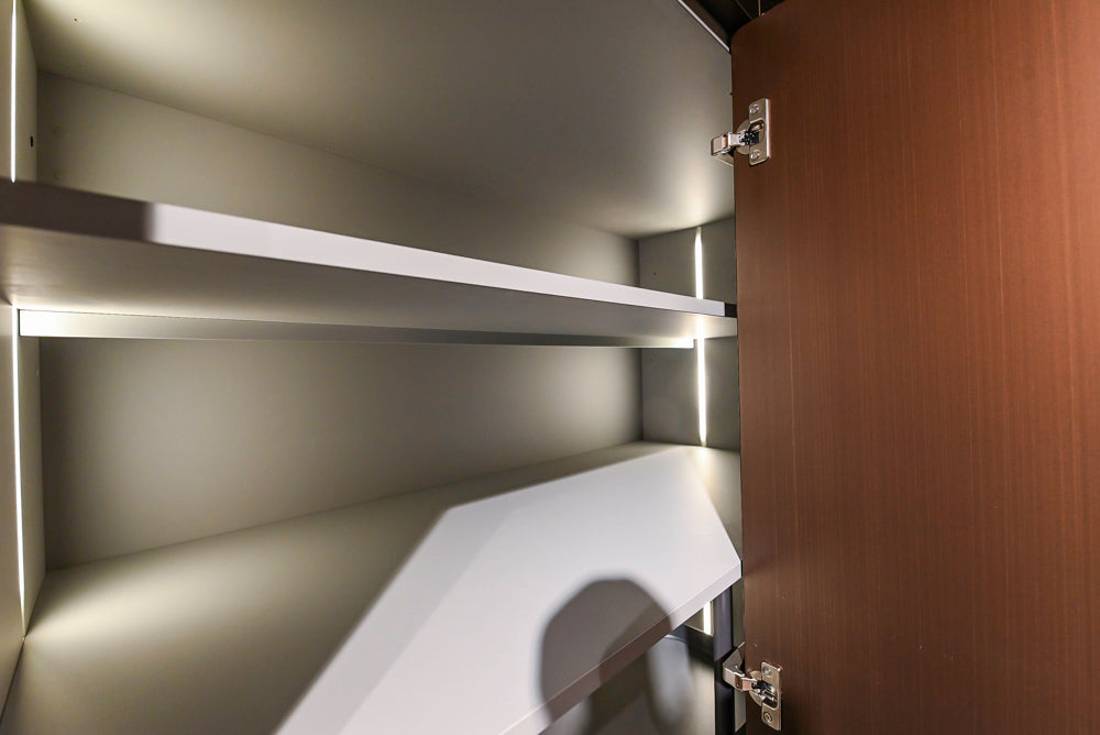 Poliform Artex Glacier White & Moka Modern Kitchen with Marble Countertops and Sub-Zero & Wolf Appliances