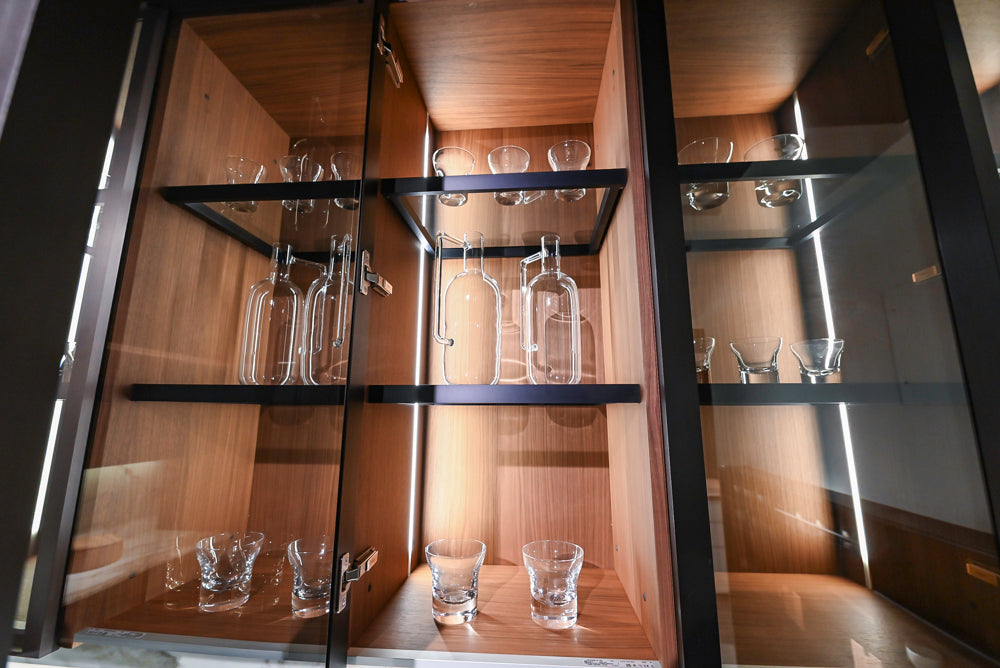 Poliform Artex Glacier White & Moka Modern Kitchen with Marble Countertops and Sub-Zero & Wolf Appliances