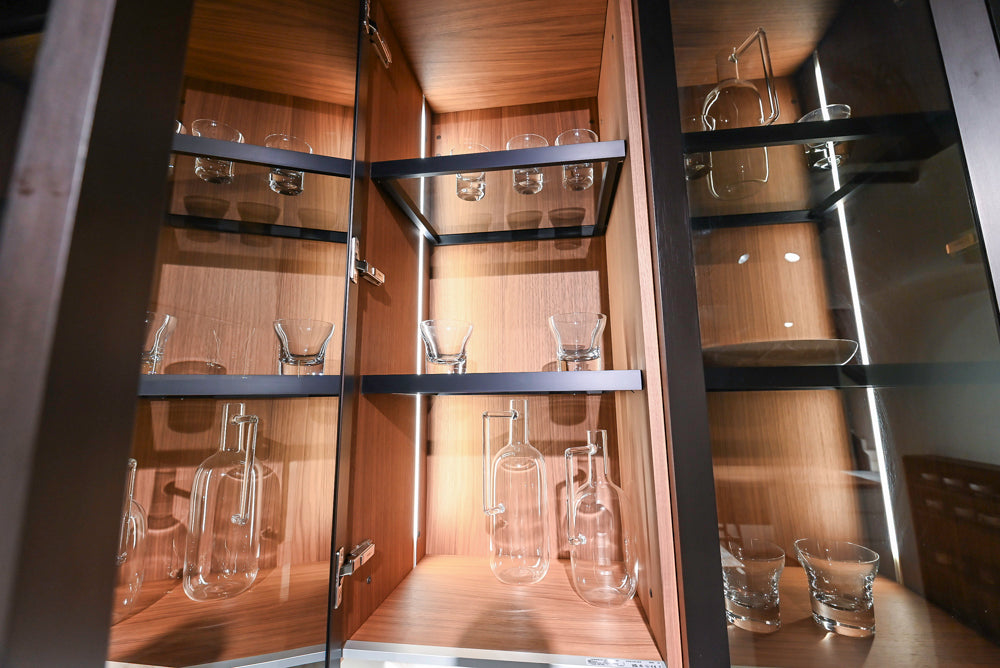 Poliform Artex Glacier White & Moka Modern Kitchen with Marble Countertops and Sub-Zero & Wolf Appliances