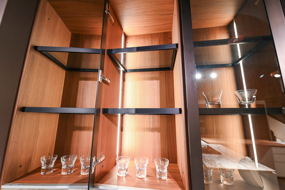 Poliform Artex Glacier White & Moka Modern Kitchen with Marble Countertops and Sub-Zero & Wolf Appliances