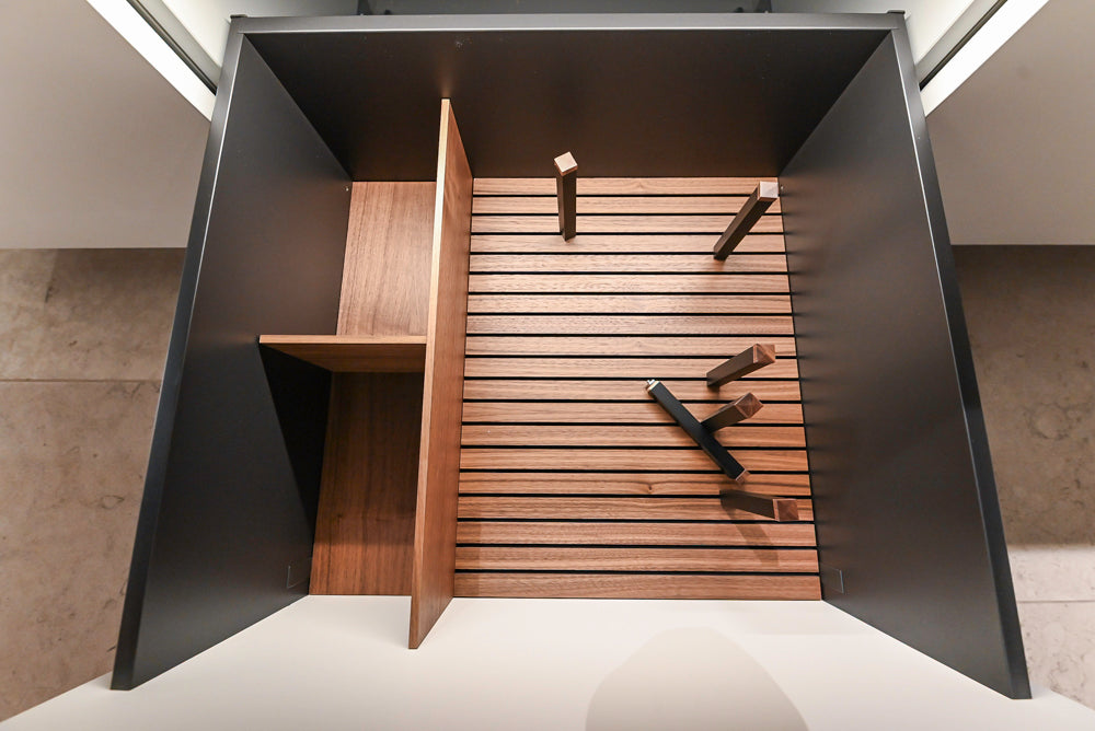 Poliform Artex Glacier White & Moka Modern Kitchen with Marble Countertops and Sub-Zero & Wolf Appliances