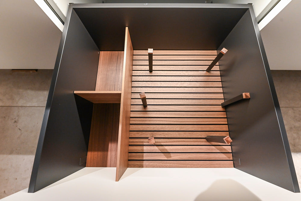 Poliform Artex Glacier White & Moka Modern Kitchen with Marble Countertops and Sub-Zero & Wolf Appliances