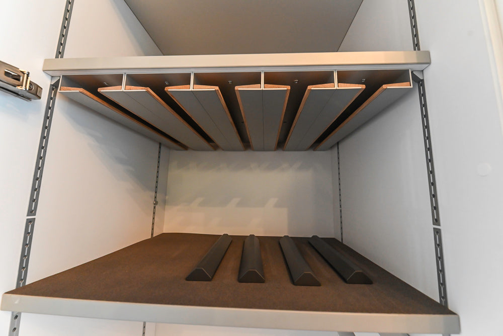 SieMatic S2 Modern Rose Gold Handleless Island with Lotus White Hideaway Pantry