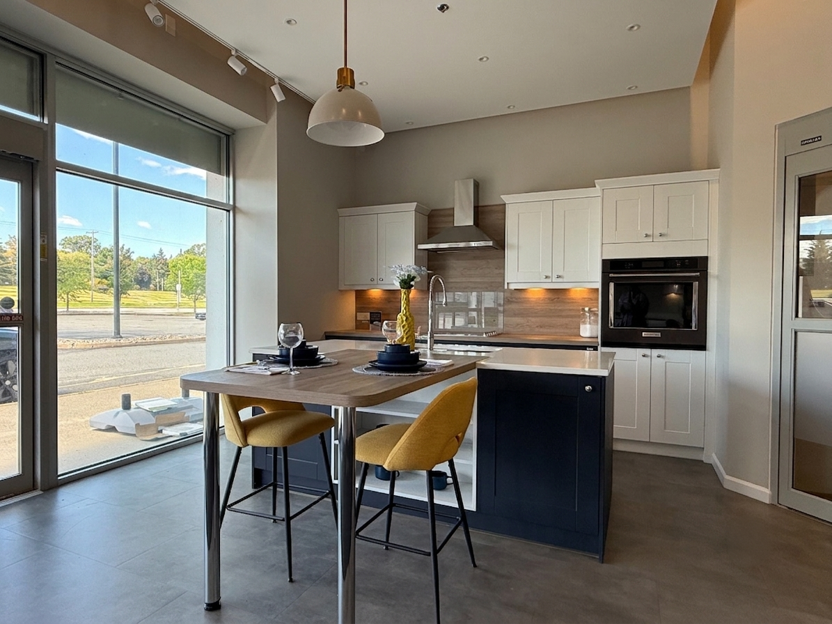 Wren Classic Shaker Matte White & Lava Gray Kitchen with Island