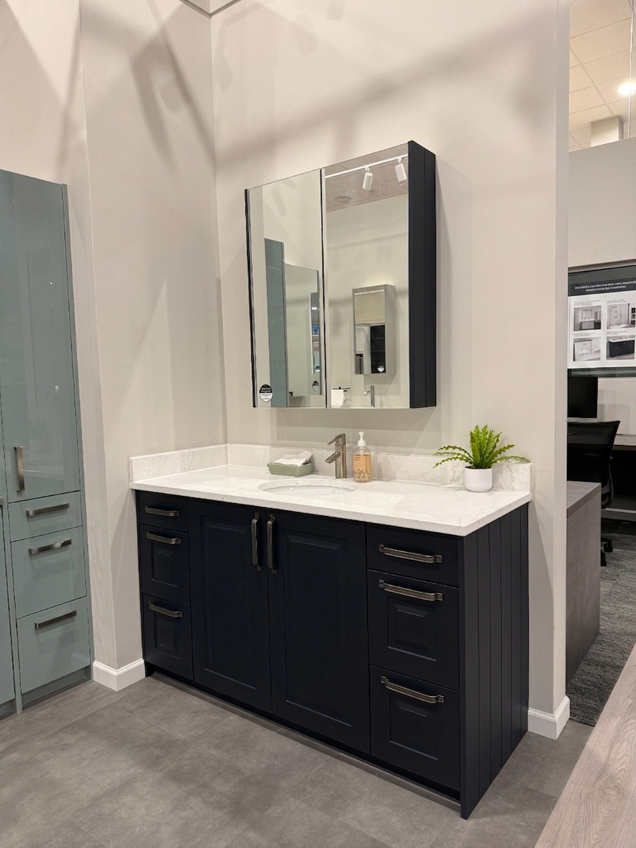 Navy Shaker Single Vanity with Medicine Cabinet