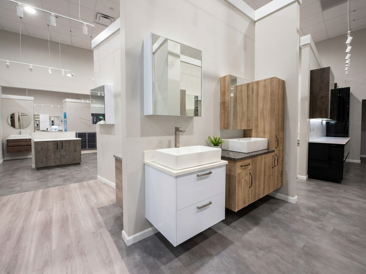 White Gloss Single Floating Vanity with Mirror