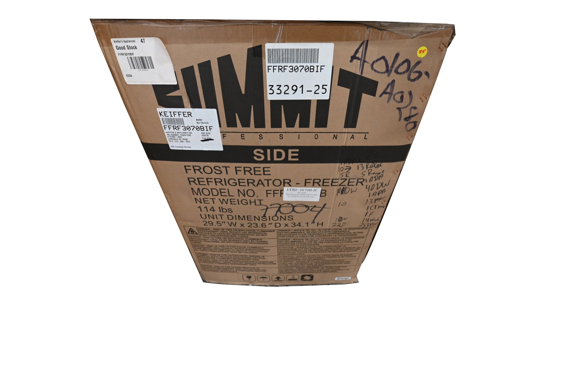 Summit FFRF3070BIF 30" Panel Ready Side by Side Undercounter Refrigerator/Freezer