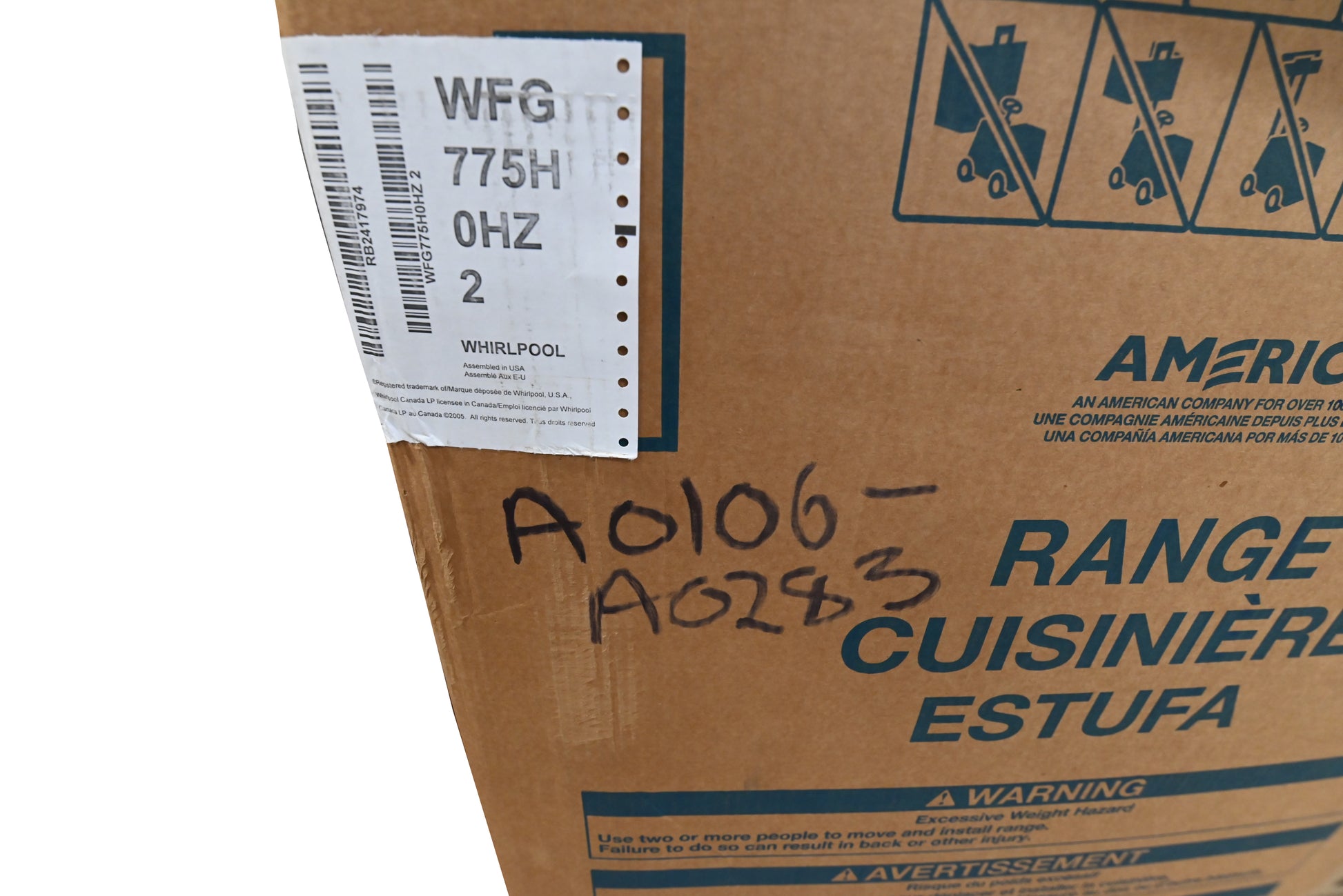 Whirlpool WFG775HOHZ 30" Stainless Steel Gas Range